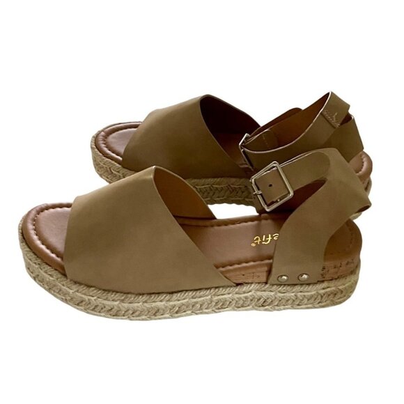 Athlefit Platform Sandals Espadrille Wedge Open Toe Size 39 US Size 8.5 New - Picture 1 of 10
